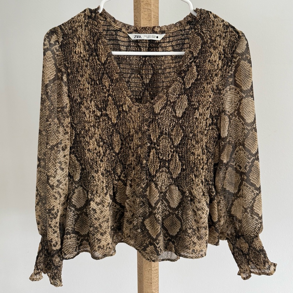 Zara Brown Snake Pattern Top